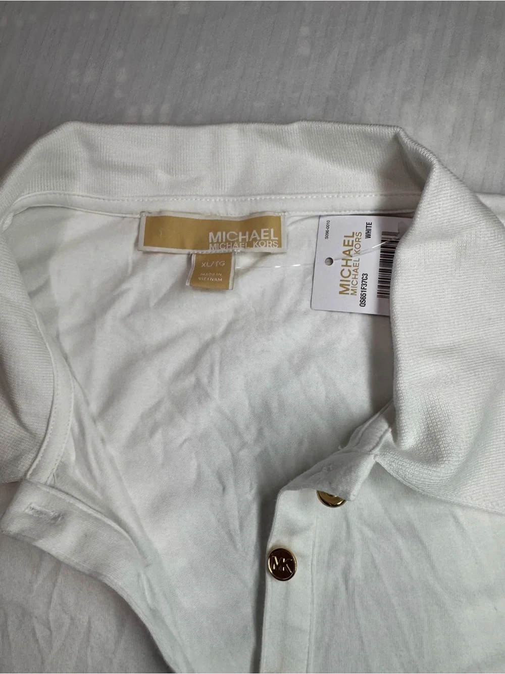 Michael Kors White Short-Sleeve Polo Blouse